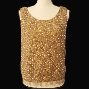 Vintage 60s Harilela's Gold Hand Beaded Sequined Lambswool Shell Top 10 (40)